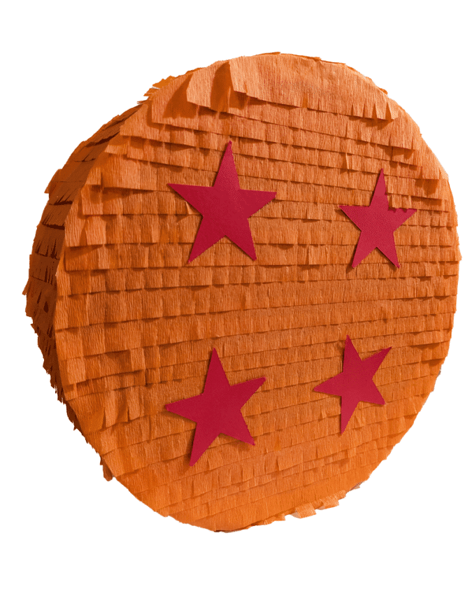 16" Round Orange Ball w/Red Starts Pinata