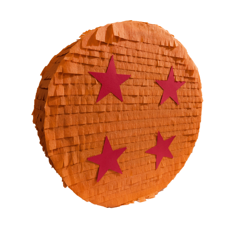 16" Round Orange Ball w/Red Starts Pinata